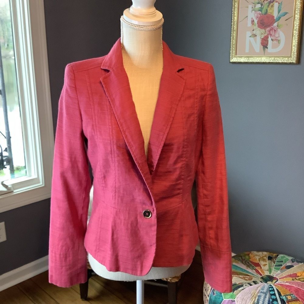 Anne Klein Cotton/Linen Coral Blazer